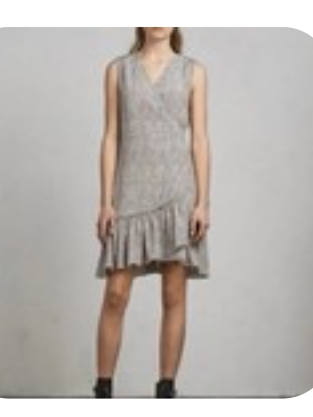 AllSaints rene Sleeveless Wrap Ruffle Midi Dress 💯 %silk! Excellent